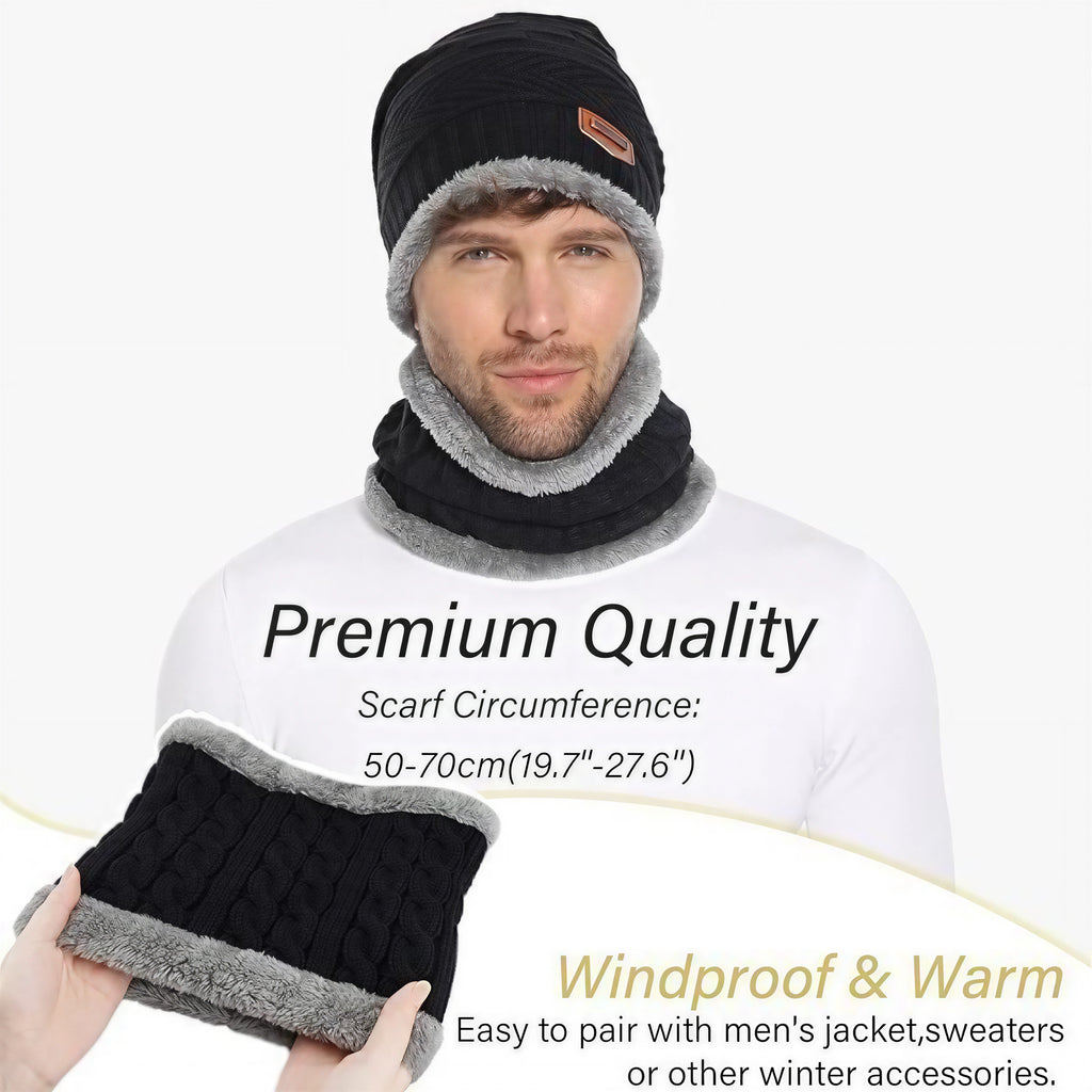 🧣 Premium Winter Warmth Set – Knitted Beanie, Fleece Neck Warmer & Thermal Gloves | Ultimate Cold Protection