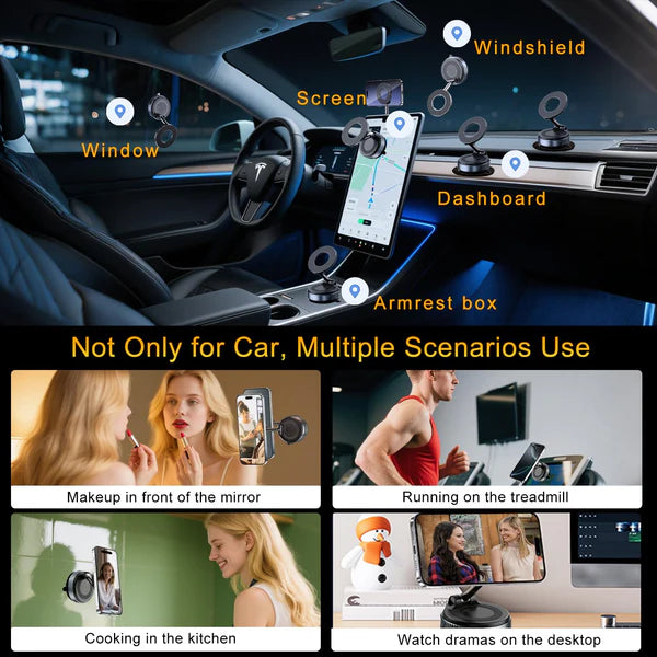 Vacuum Magnetic Suction Cup Phone Mount with 360 Degree Rotation