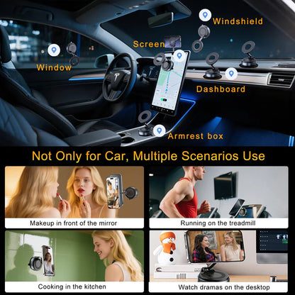 Vacuum Magnetic Suction Cup Phone Mount with 360 Degree Rotation